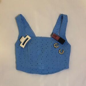 Altar'd State Blue Eyelet Crop Top